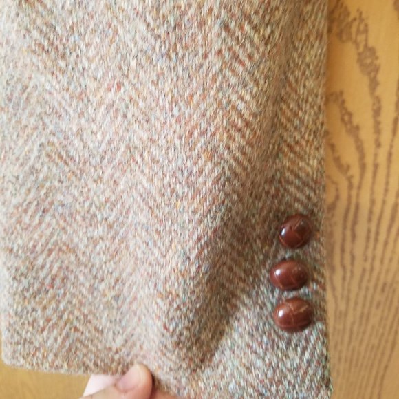 Harris Tweed 38R Tan Sport Coat Leather Buttons - Picture 8 of 12